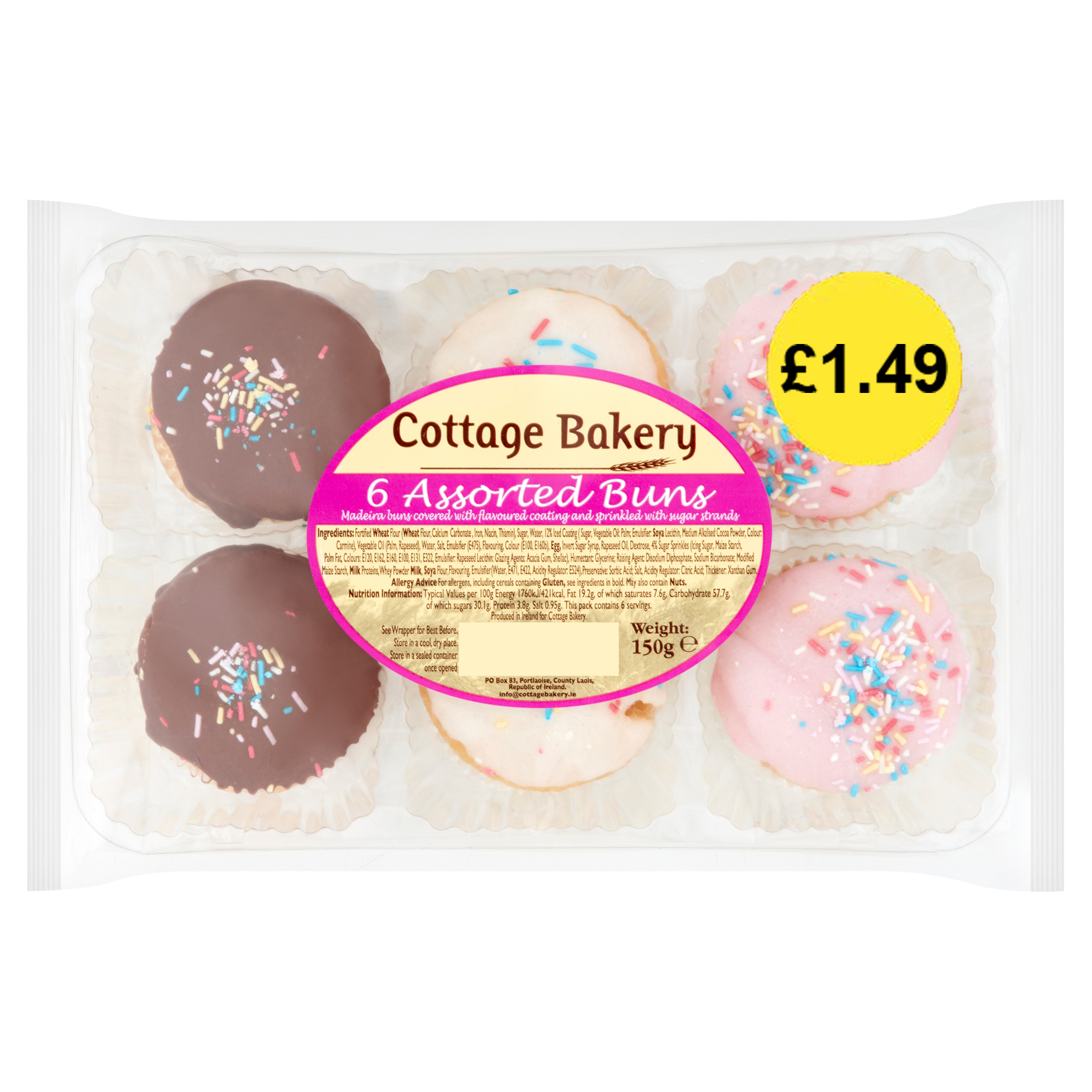 Cottage Bakery 6 Assorted Buns (Jan 23 - Feb 24) RRP £1.49 CLEARANCE XL 89p each or 2 for £1.50